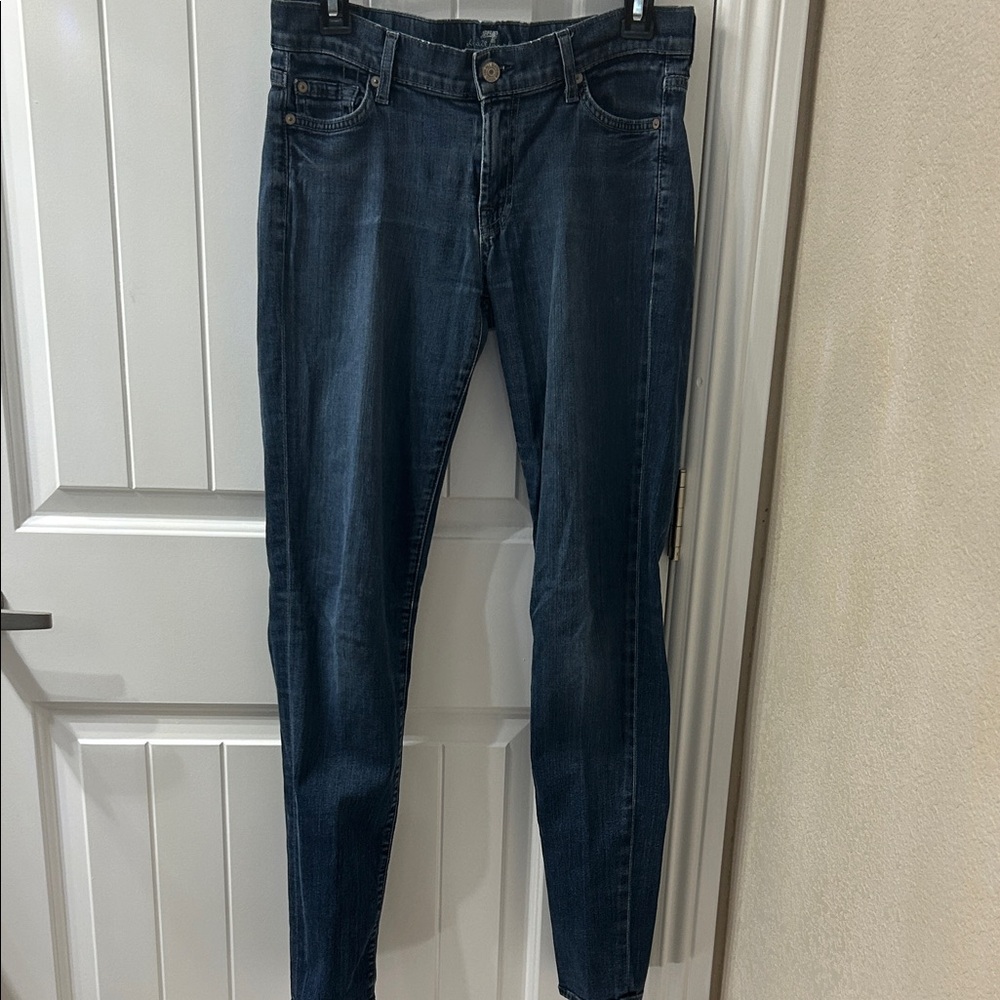 7 For All Mankind  Blue Skinny Jeans